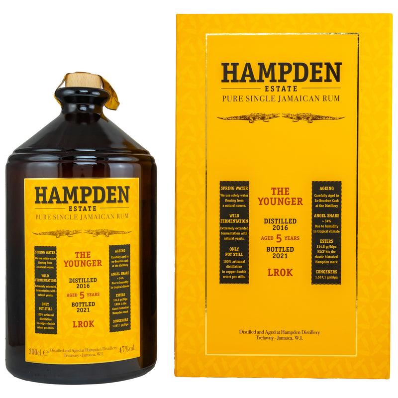 HAMPDEN 2016/2021 LROK - The Younger - 3 liters Pure Single Jamaican Rum 47.0% Vol.