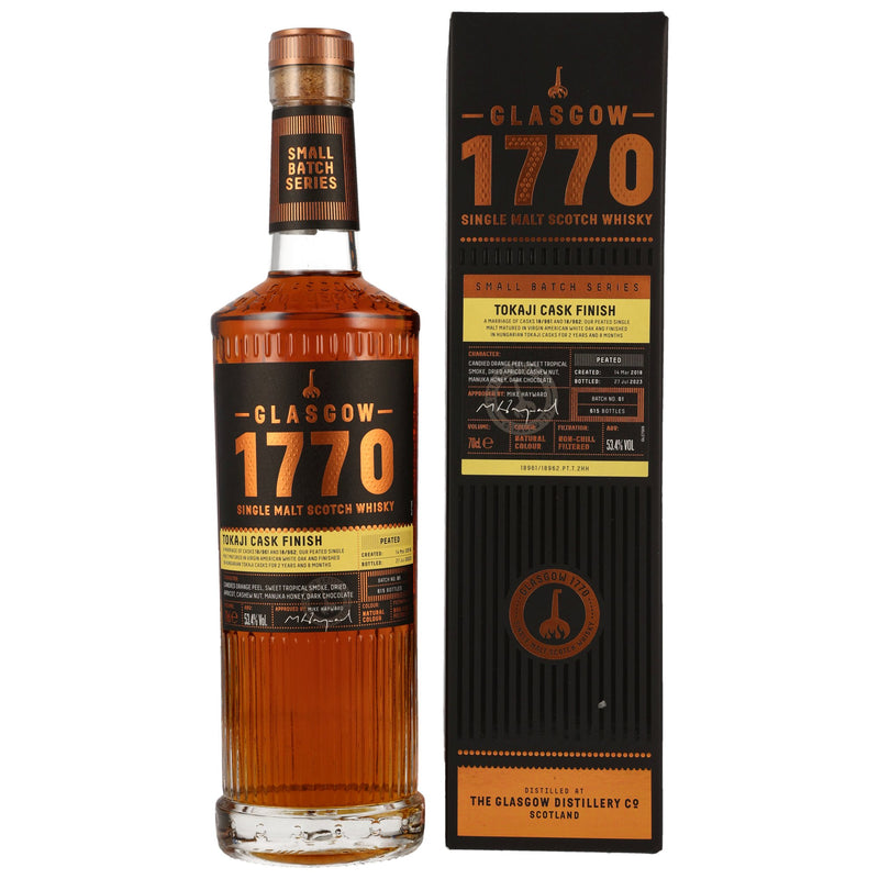 1770 Glasgow 2018/2023 – Peated – Tokaji Cask Finish Single Malt Scotch Whiskey Small Batch Series 53.4% ​​Vol.