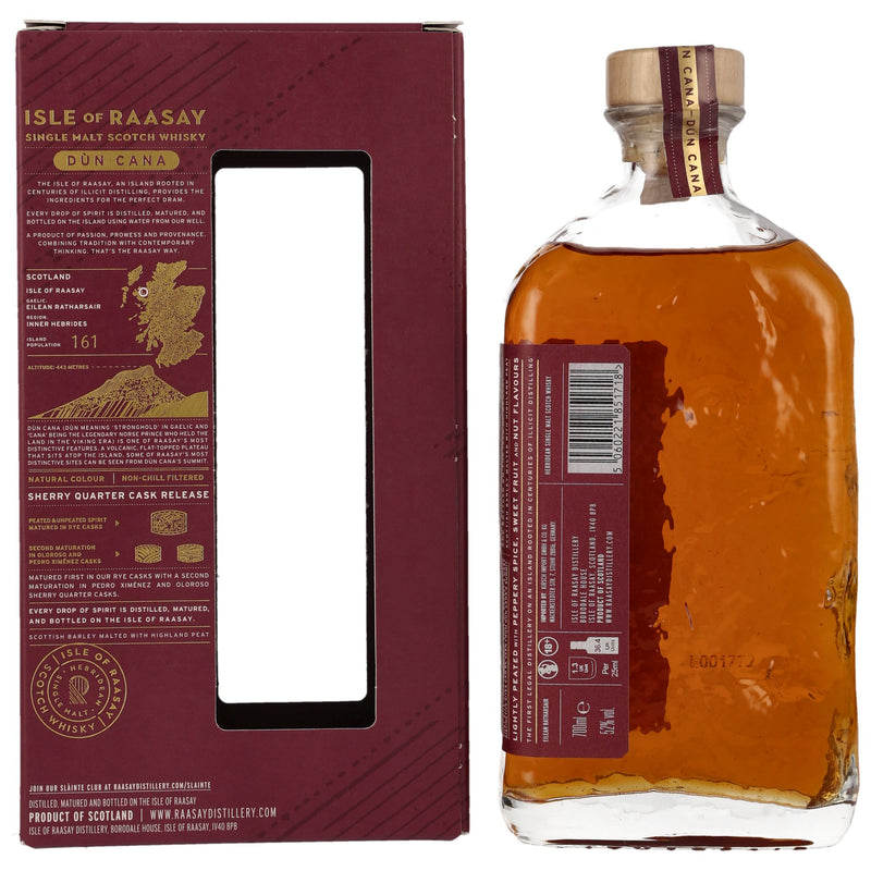 Isle of Raasay Dùn Cana – First Edition Hebridean Single Malt Scotch Whiskey Sherry Quarter Cask Release 52% Vol.