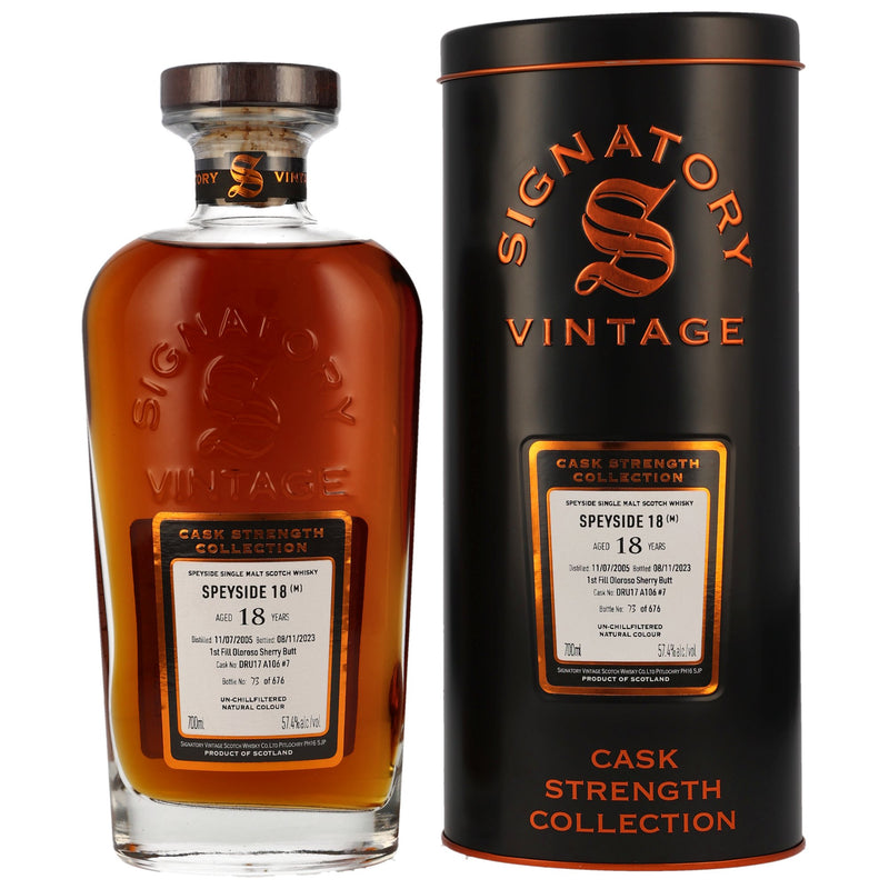 Signatory Vintage Cask Strength Collection Speyside 2005/2023  Sig CS - DRU17 A106 