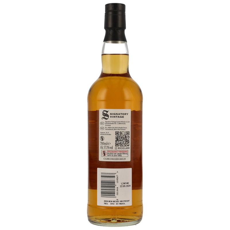 Ben Nevis 2019/2024 – Heavily Peated Signatory Vintage Highland Single Malt Scotch Whisky 100 Proof Edition 