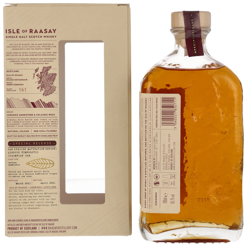 Isle of Raasay – Quercus Humboldtii Columbian Oak Hebridean Single Malt Scotch Whiskey Special Release: Oak Species Maturation Series 50.7% Vol.