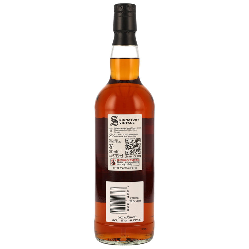 Aultmore 2007 17 y.o. Signatory Vintage Highland Single Malt Scotch Whisky 100 Proof Exceptional Cask Edition 